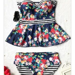 New floral print peplum swimsuit